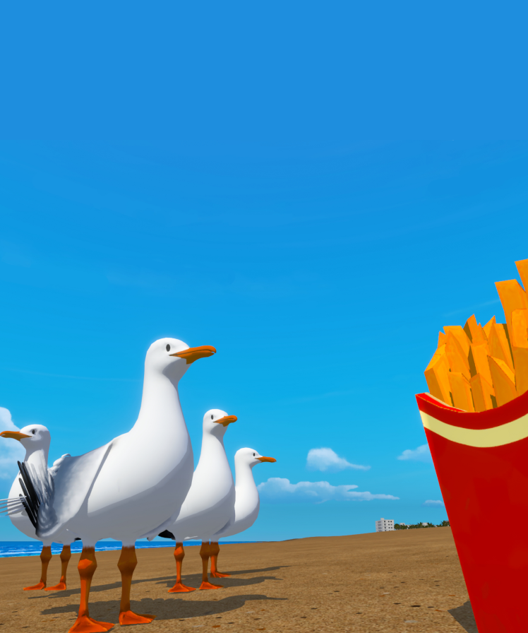 STEALGULLS gameplay - seagulls causing chaos on the beach